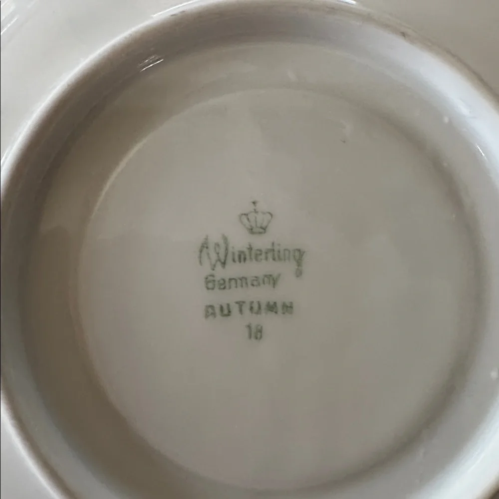 Winterling Bovaria Germany Autumn Leaves Set of 3 Saucers 6” Gold Trim Porcelain